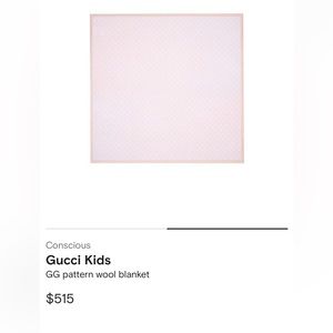 Gucci 100% Wool Pink Blanket - 84cm x 84cm